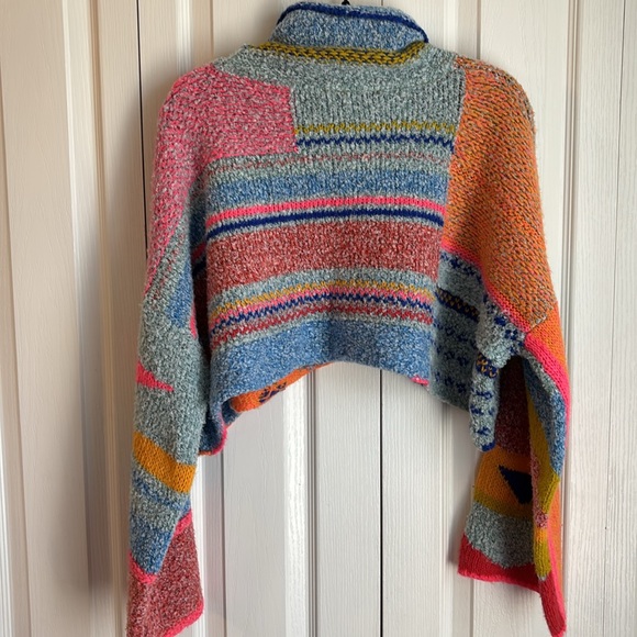 Free People Bring It On Cropped Turtleneck Sweater Size Medium - Picture 7 of 10